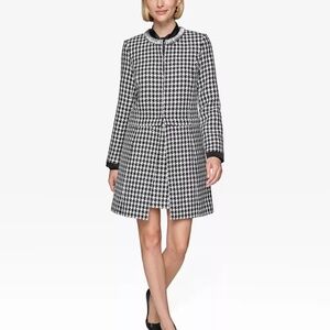 BNWT Karl Lagerfeld Paris Women Convertible Rhinestone-Collar Houndstooth Jacket